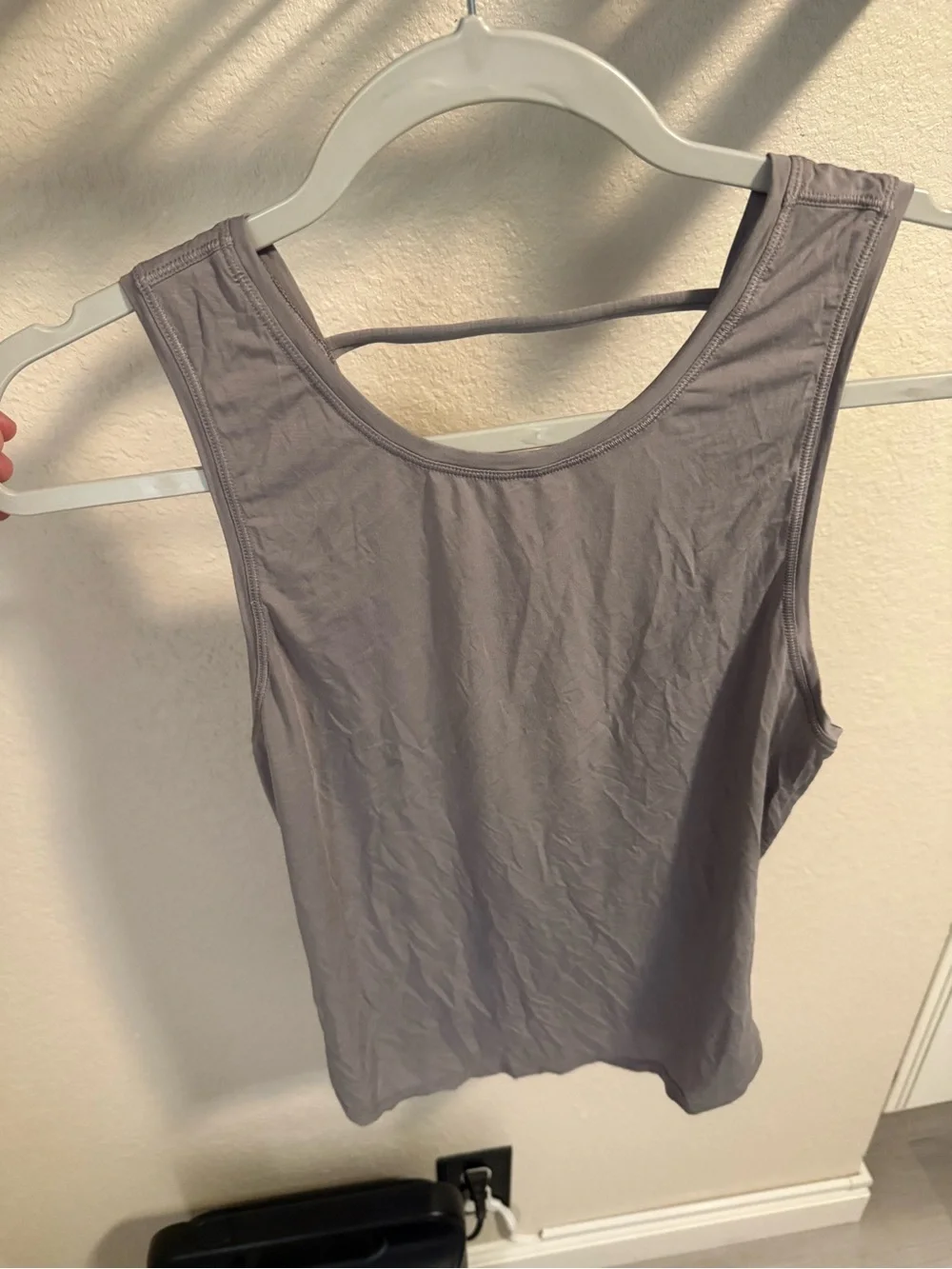 Lululemon Gathered Open Back Tank Top Grey Titanium Size 4 Ruched Strappy